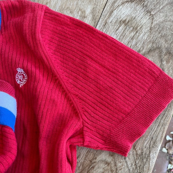 RALPH LAUREN Active Red White Blue Nautical Patriotic Short Sleeve Sweater Sz XL - Picture 8 of 12